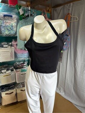 Malibu Black Cropped Racerback Camisole
